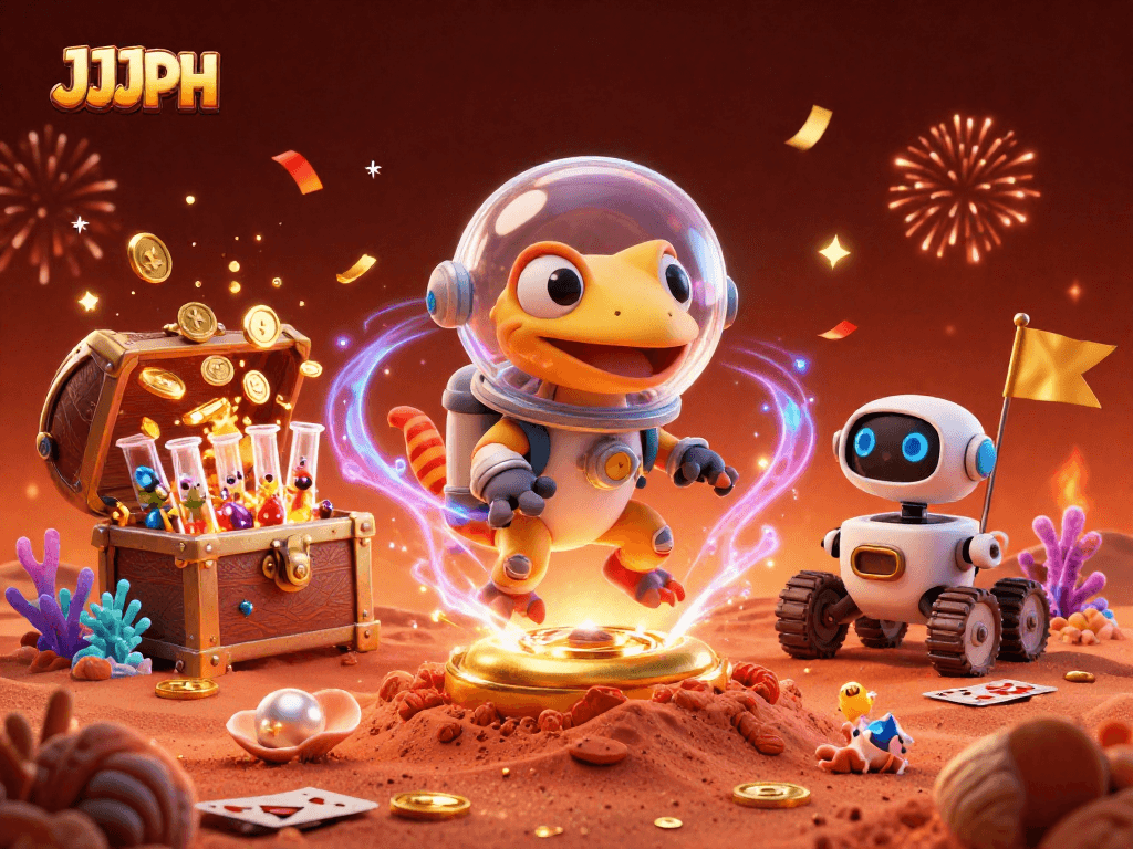 Join the Martian gecko and discover the golden rewards at JJJPH casino adventure.