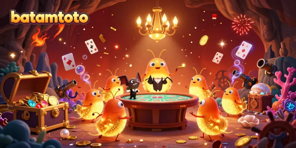 Experience the thrill of batamtoto with glowworms lighting up a vibrant casino scene.