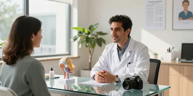 Dr Zahi Abou Chacra consulting with a patient in a serene medical office.