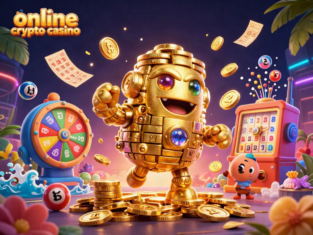 Scopri il mondo degli online crypto casino con un golem d'oro tra simboli e giochi emozionanti.