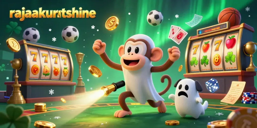 Experience excitement at rajaakuratshine with a playful poltergeist monkey juggling in a dynamic casino.