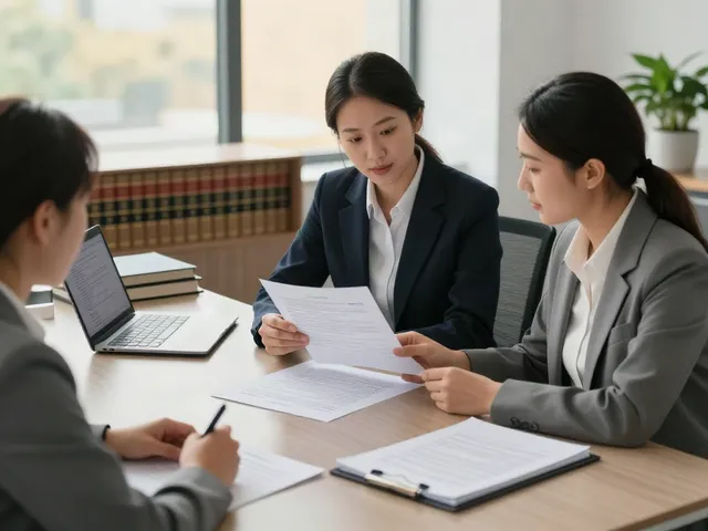 Cheque Bounce Lawyer Dubai assisting a client in a modern law office