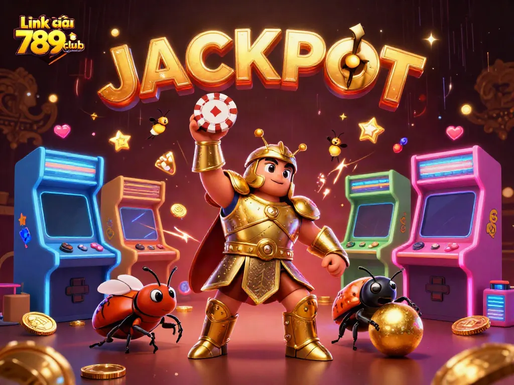 Play exciting games and win at Link vào 789club, featuring vibrant casino elements and characters.