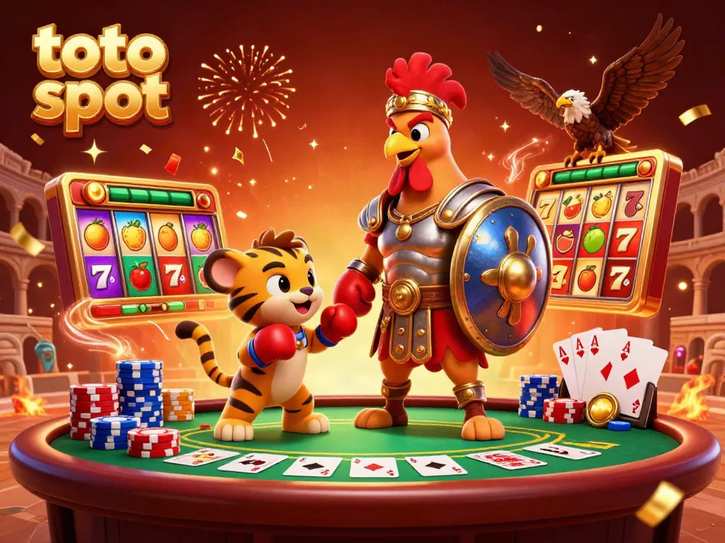 Engage with exciting toto slot gameplay featuring colorful slot reels, poker elements, and dynamic characters.