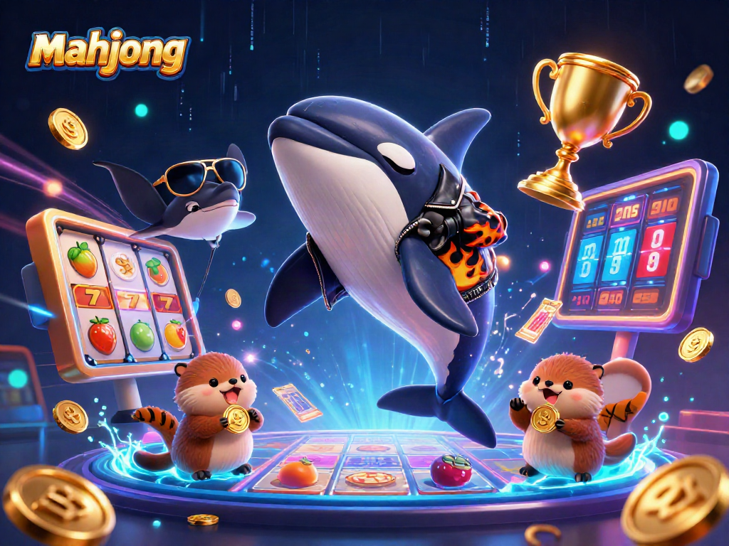Experience the excitement of mahjong with a vibrant 3D casino illustration featuring unique sea characters.