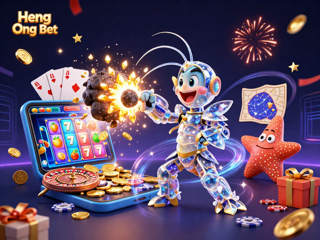 Engage with Heng Ong Bet as the galactic samurai mantis shrimp conquers asteroids for riches!