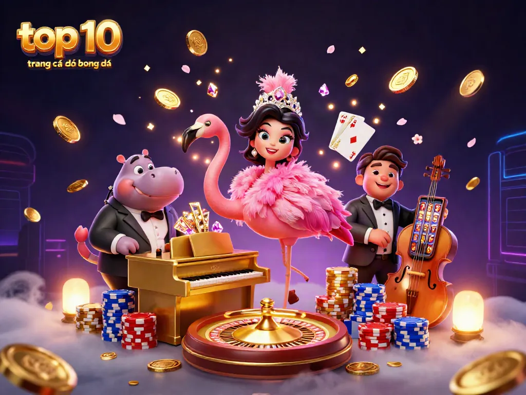 Khám phá top 10 trang cá độ bóng đá qua hình ảnh 3D lôi cuốn với các yếu tố casino đầy màu sắc.