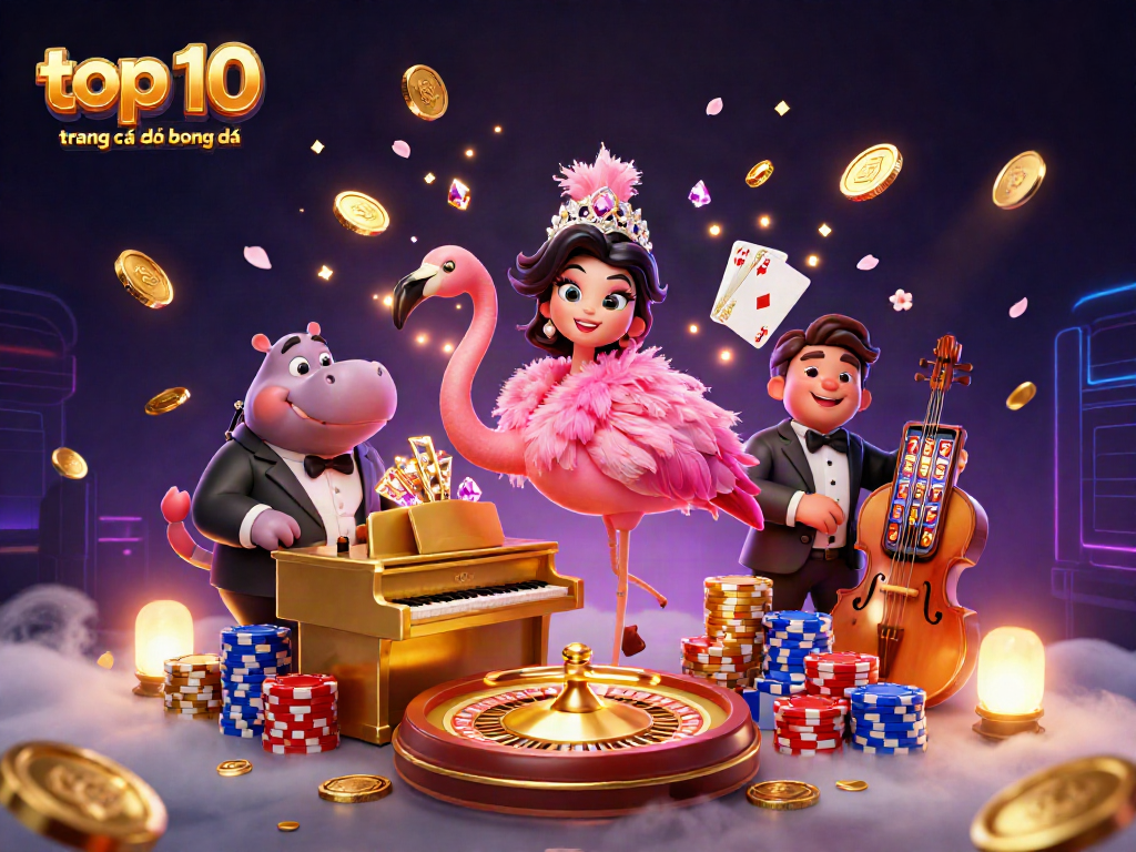 Khám phá top 10 trang cá độ bóng đá qua hình ảnh 3D lôi cuốn với các yếu tố casino đầy màu sắc.