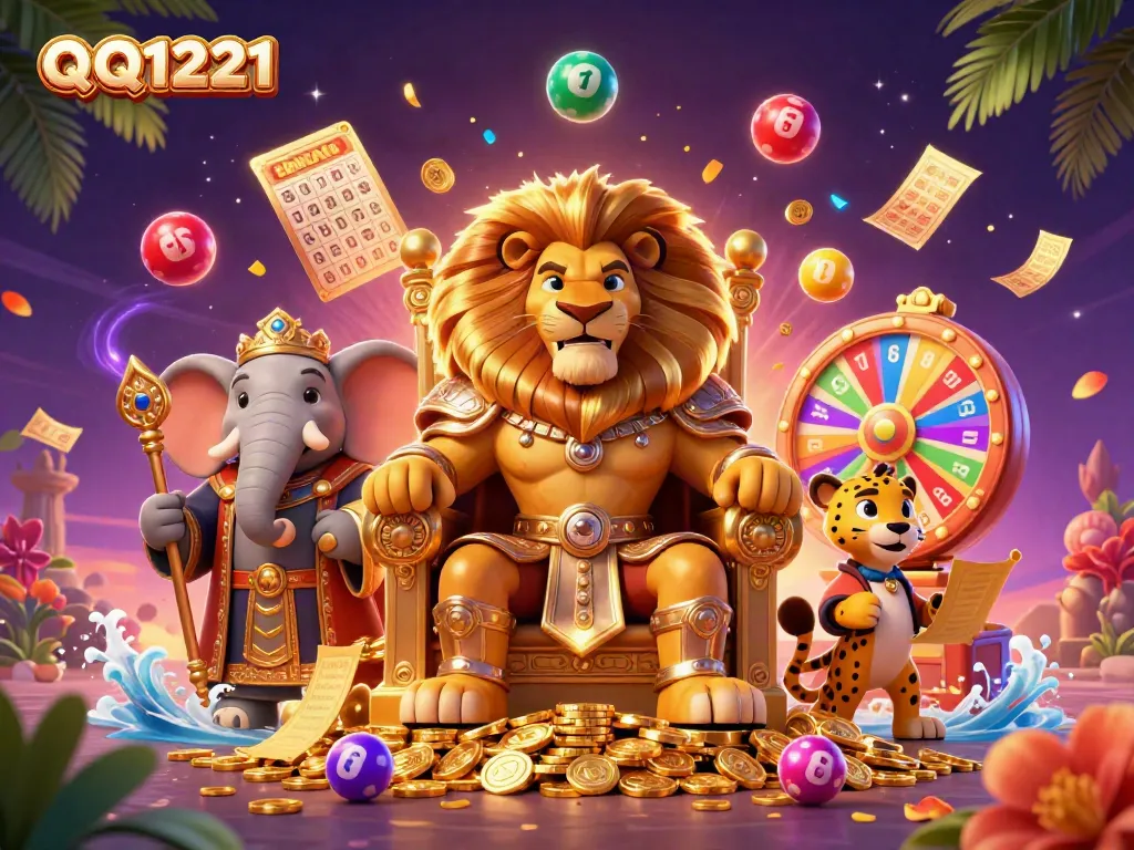 Engage in thrilling gameplay at QQ1221 with animated lottery balls and colorful prizes.