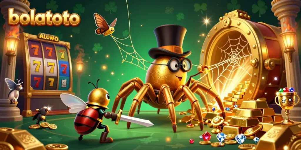 Experience thrilling gameplay with bolatoto in an enchanting casino scene featuring unique characters and dazzling treasures.
