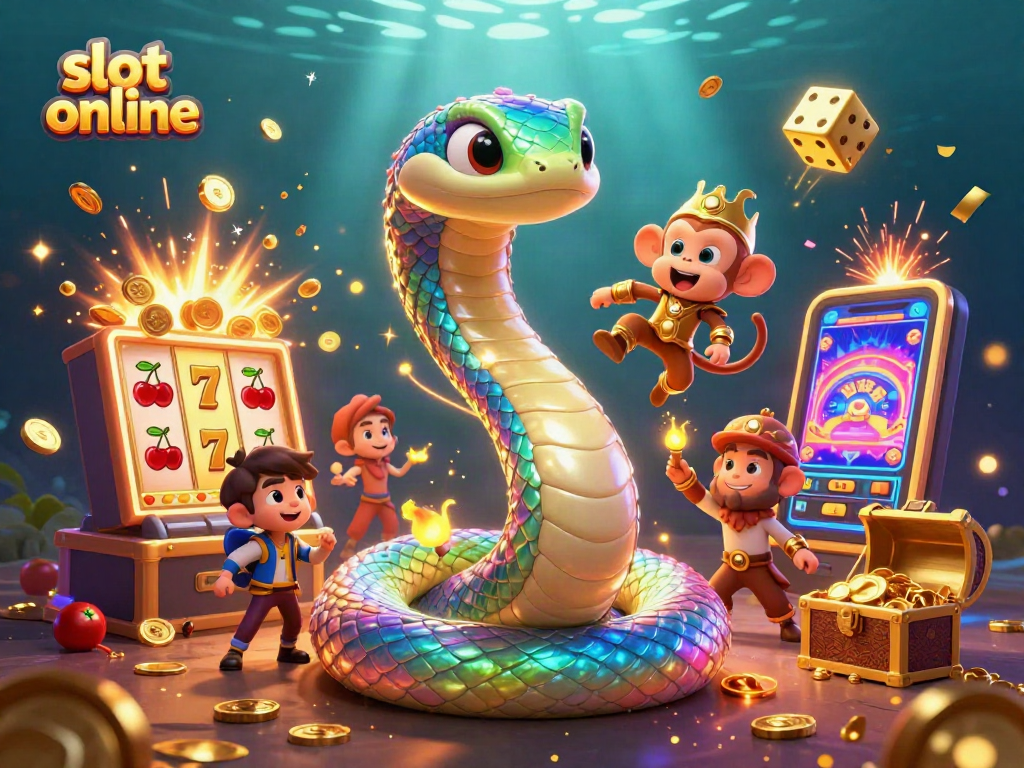 Spin the slots with magical charm in this vibrant slot online illustration filled with jackpots and fun.