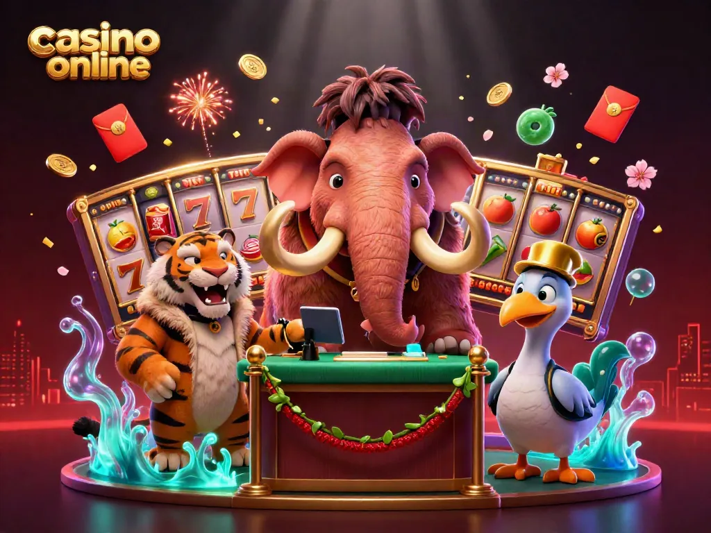 Scopri i migliori casinò online con questa scena che rappresenta l'atmosfera vivace di un casino online, perfetto per i giocatori.