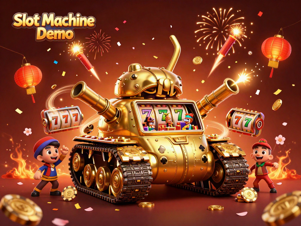 Engage with thrilling Slot Machine Demo action featuring a golden tank casino amidst dynamic game elements.