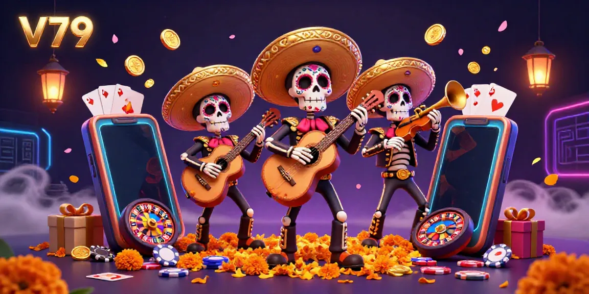 V79 skeleton mariachi band engaging with energetic casino elements for dynamic gaming experience.