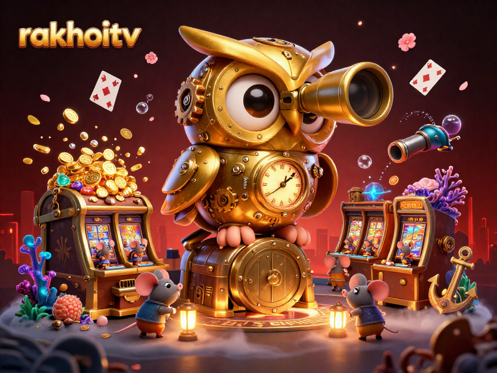 Experience the thrilling games at rakhoitv with this vibrant cartoon scene bursting with animated casino elements.
