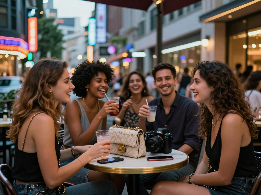 Gái gọi trò chuyện vui vẻ tại quán cafe sầm uất trong thành phố