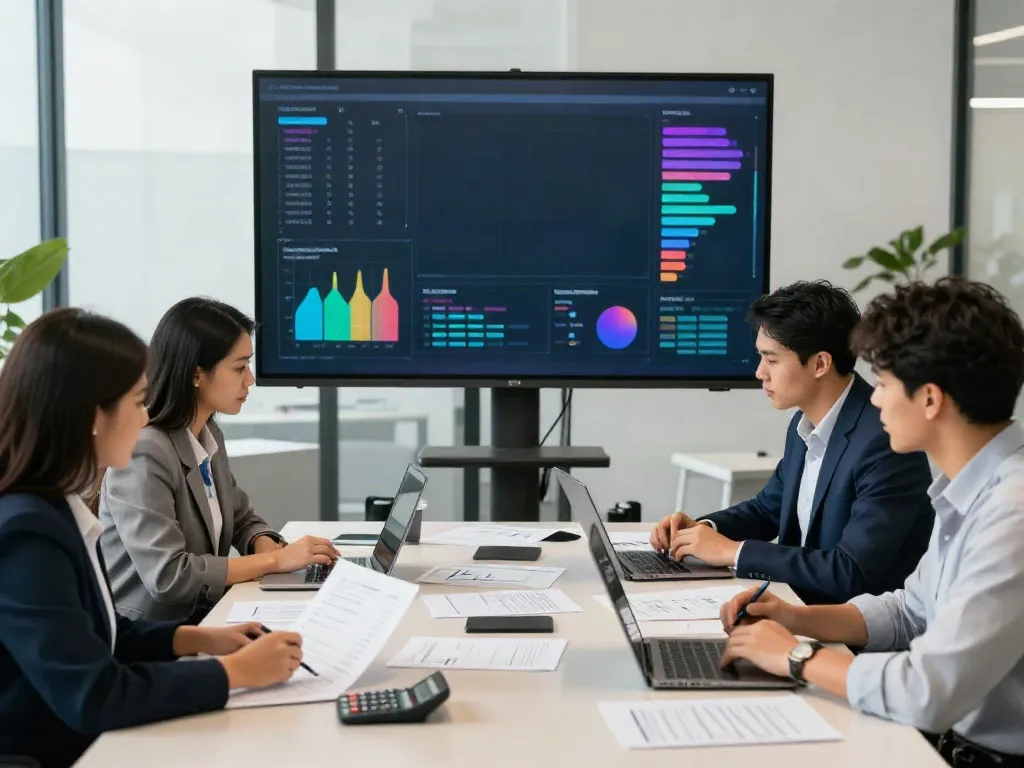 Accountant Blacktown team collaborating in a bright, modern office environment.