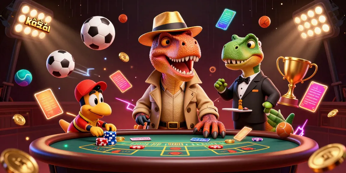 Watch a kèo nhà cái scene with a velociraptor card counter at a blackjack table, creating an engaging atmosphere with sports elements.