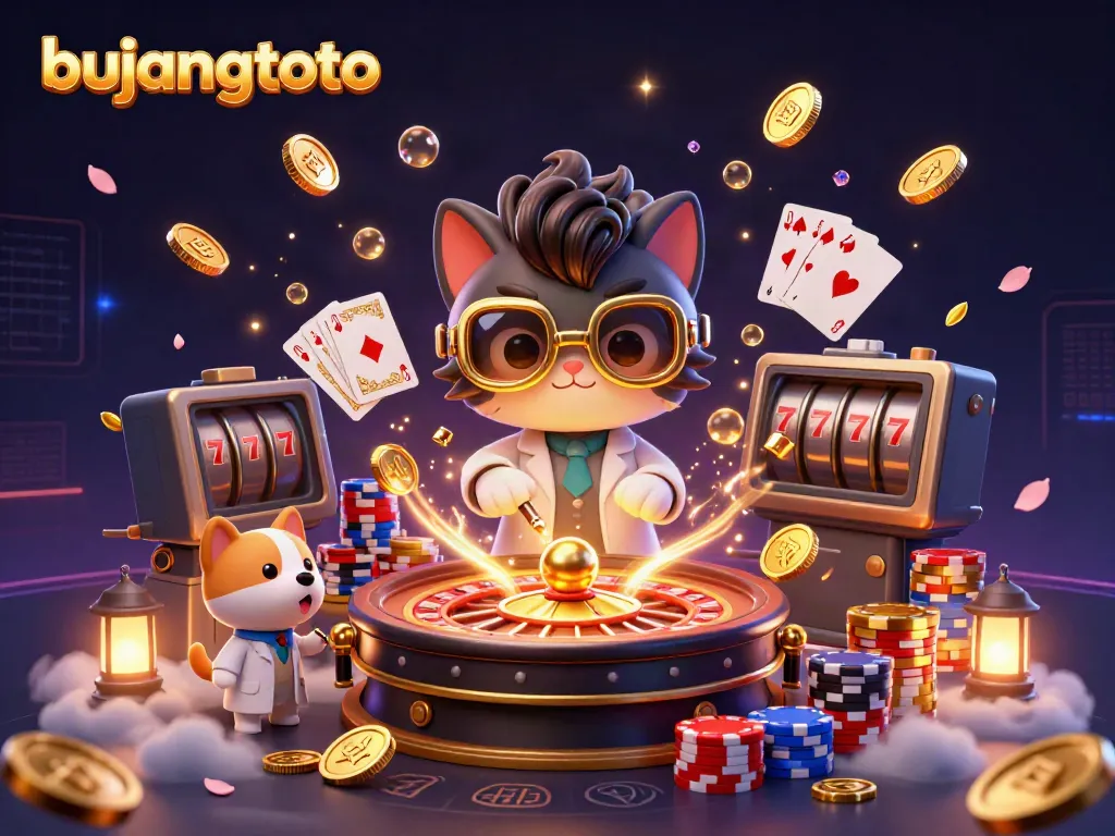 Experience the excitement of bujangtoto with a dynamic scene featuring slots and vibrant casino elements.