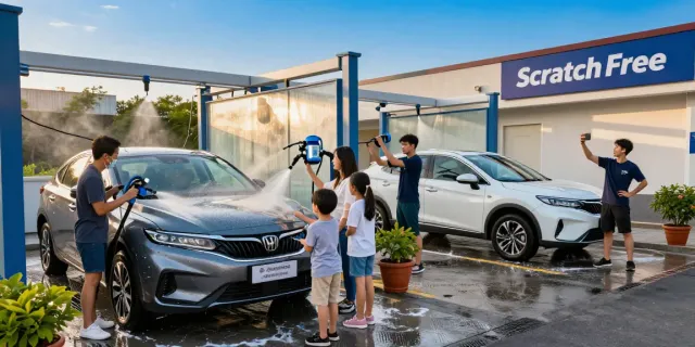 Visitors at Ben's ScratchFree CarWash enjoy the touchless car wash near me Fort Worth, showcasing advanced technology and happy customers.
