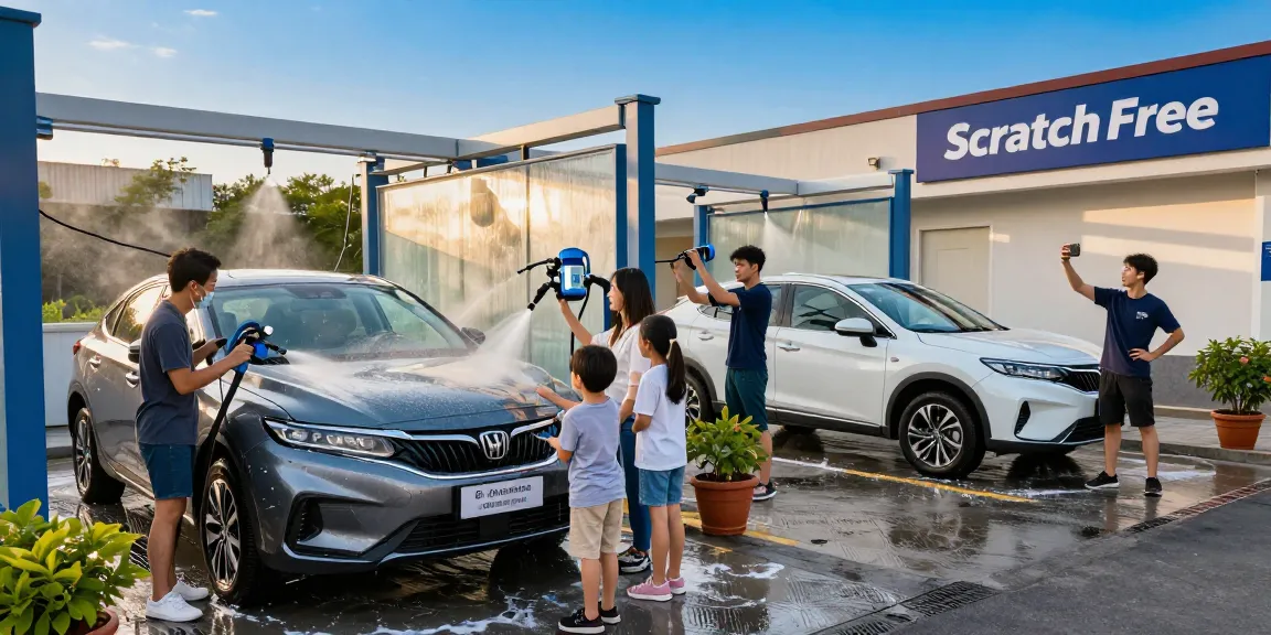 Visitors at Ben's ScratchFree CarWash enjoy the touchless car wash near me Fort Worth, showcasing advanced technology and happy customers.