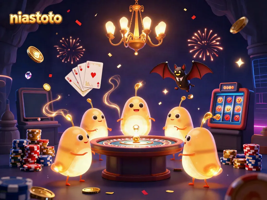 Experience niastoto's vibrant cave casino, lit by glowworms and showcasing exhilarating slots and games.
