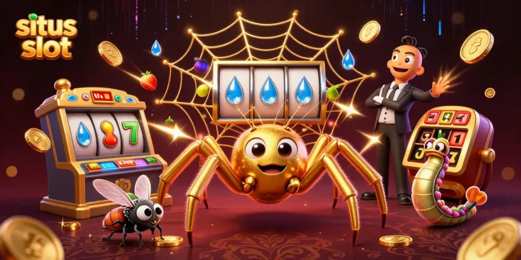 Experience exclusive situs slot action with thrilling 3D illustration featuring vibrant characters and elements.