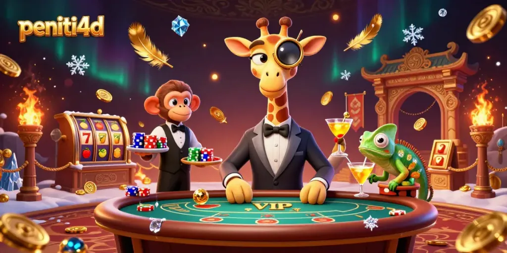 Pemain peniti4d menikmati permainan slot dengan karakter yang unik dan warna mencolok.