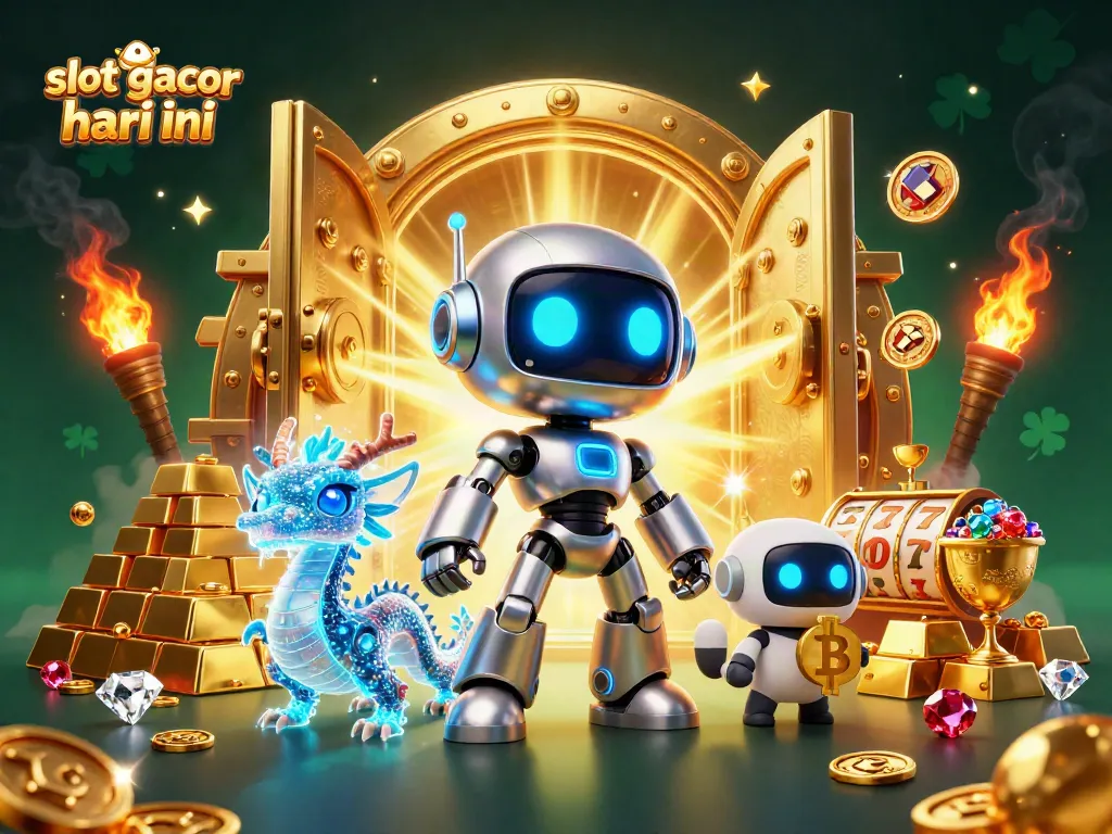 Win big with slot gacor hari ini in an ultra-detailed casino-themed 3D digital illustration.