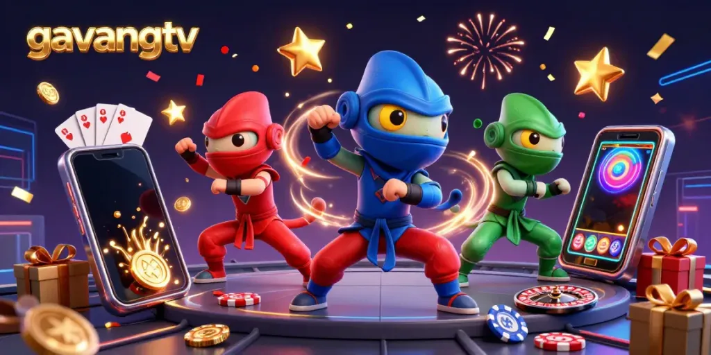 Engage with gavangtv as chameleon ninjas explode in action-packed gambling fun alongside slot games and poker elements.