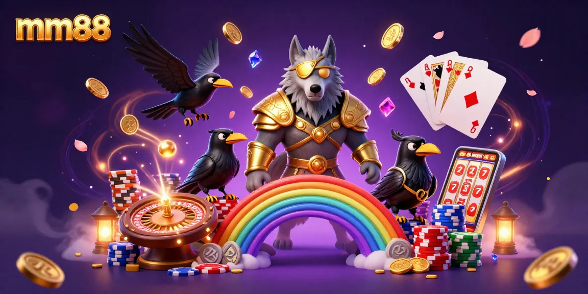 Engage in the vibrant world of mm88 with 3D Norse-inspired characters surrounded by dynamic casino elements.