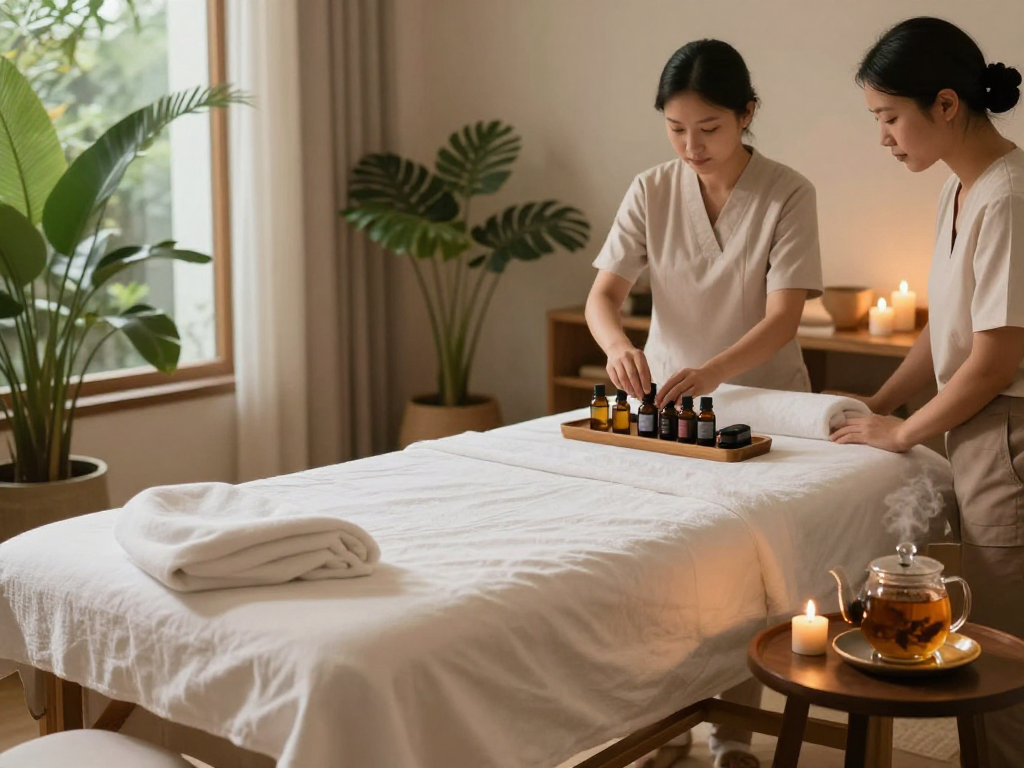 Experience a serene atmosphere with mantra88 aromatherapy oils in a tranquil wellness spa.