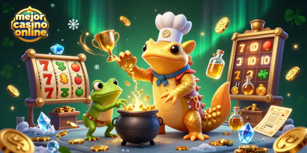 Juega y gana en el mejor casino online con un laboratorio de oro y elementos de azar.