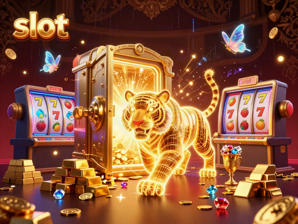 Melihat slot bertema kasino dengan simbol buah dan jackpot dalam ilustrasi 3D yang menakjubkan.