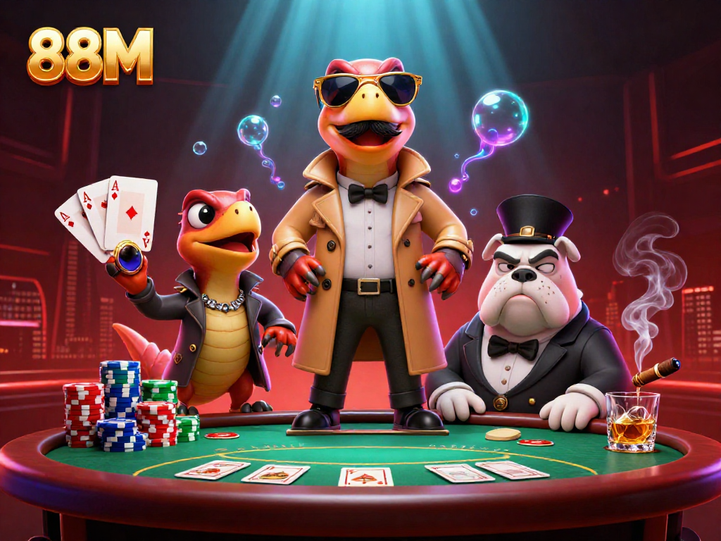 Raptors disguised at VIP casino entrance, showcasing 88M's playful gaming atmosphere.