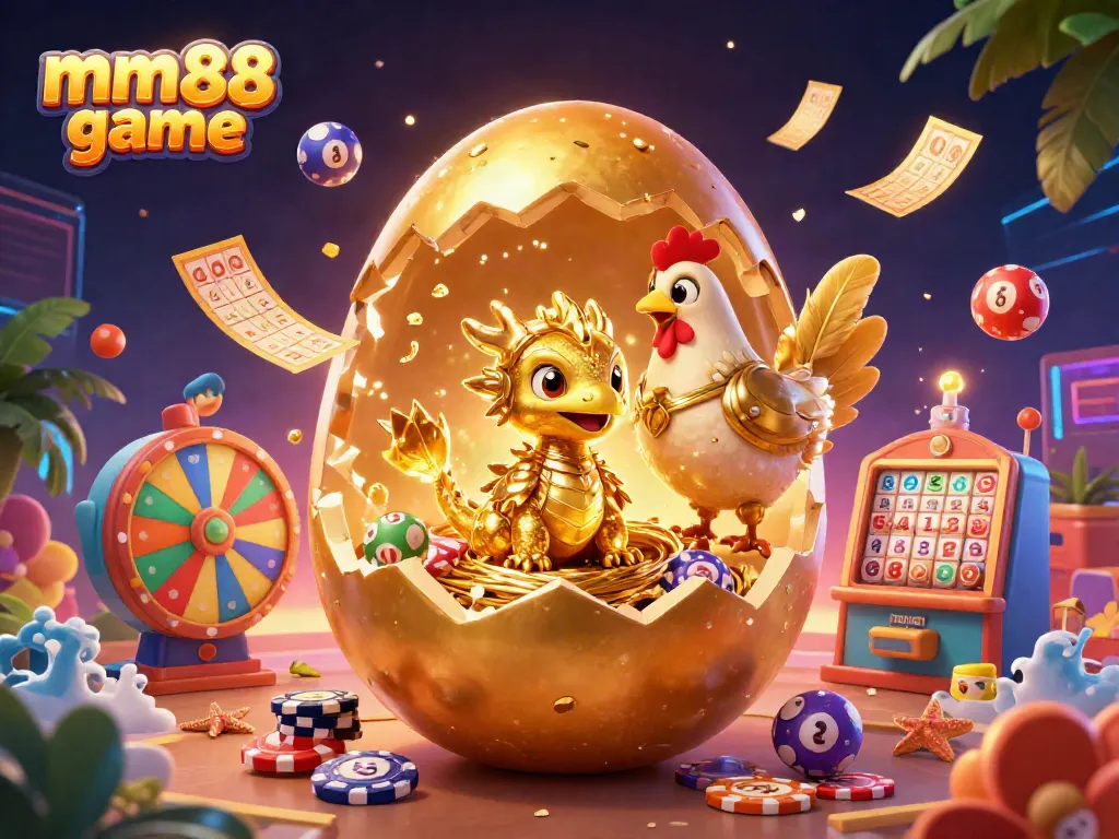 Experience the exciting mm88 game with a golden dragon and vibrant casino elements.