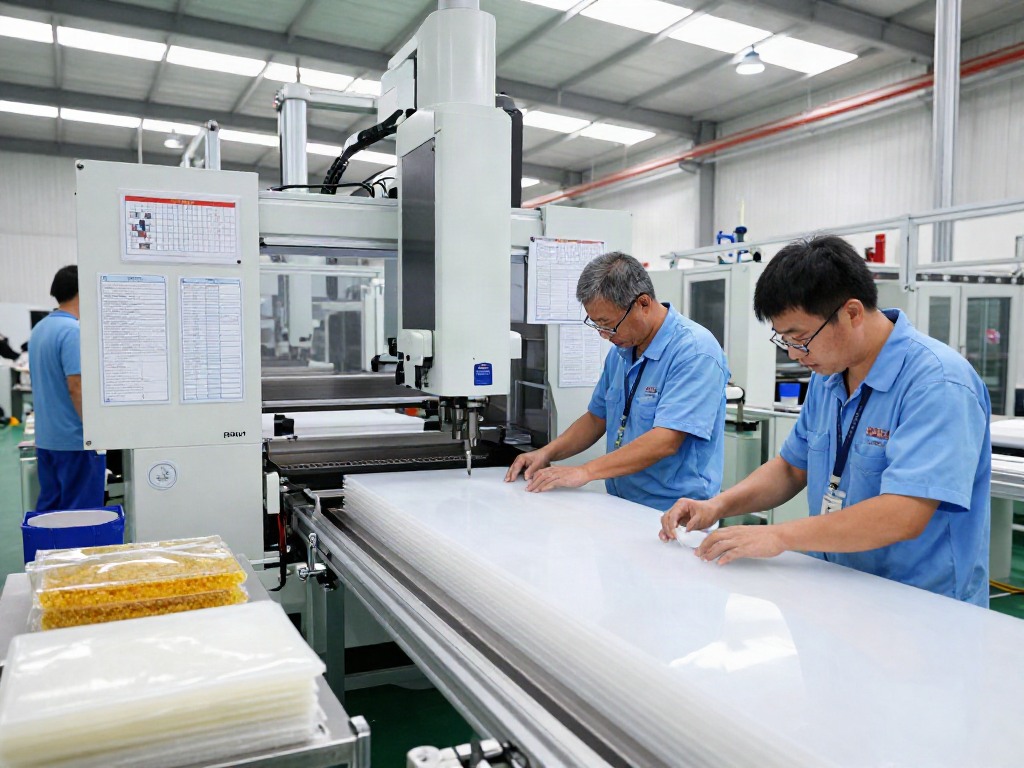Engineered Composites experts in a modern GRP manufacturing facility showcasing high-quality production processes.