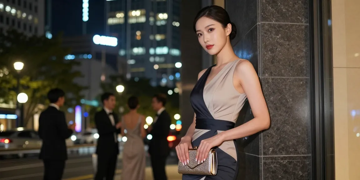 Gurgoan escorts elegantly posing in a vibrant city nightlife setting
