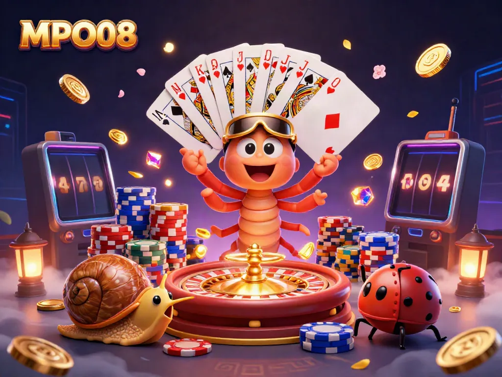 Engage with MPO08, a vibrant online gaming hub featuring a whimsical dealer and exciting casino elements.