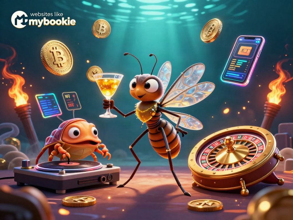 Engage with exciting gaming experiences at websites like mybookie, featuring vibrant casino mascots.