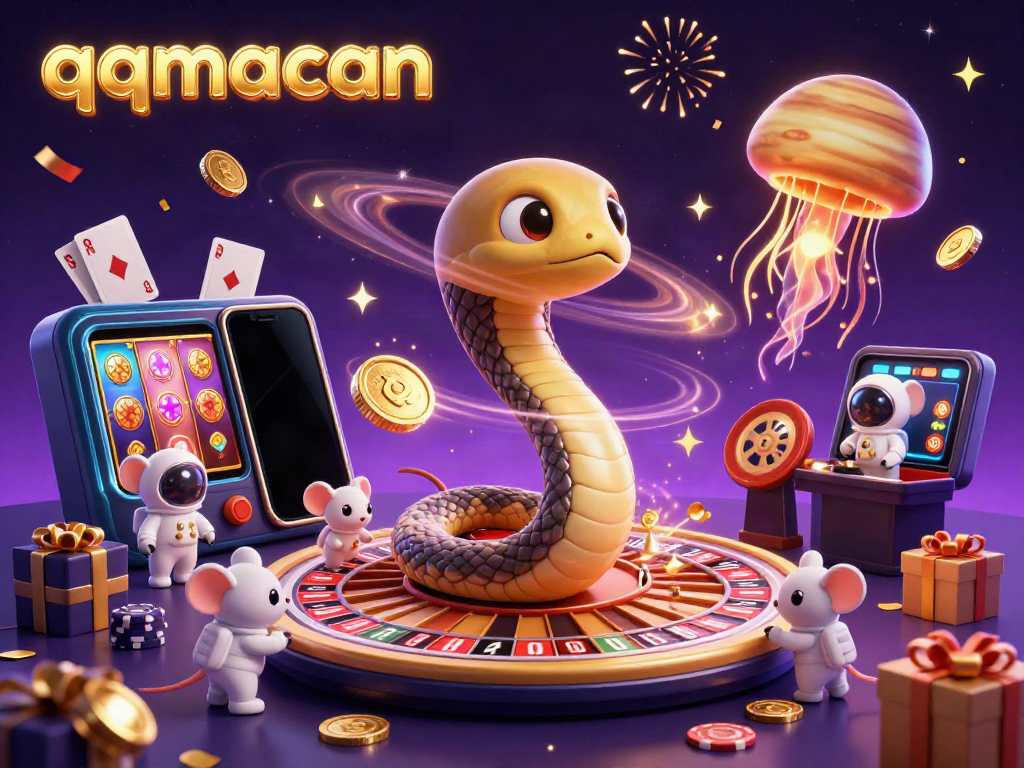 Experience thrilling gameplay with qqmacan as astronauts bet on a cosmic roulette wheel in a vibrant casino scene.