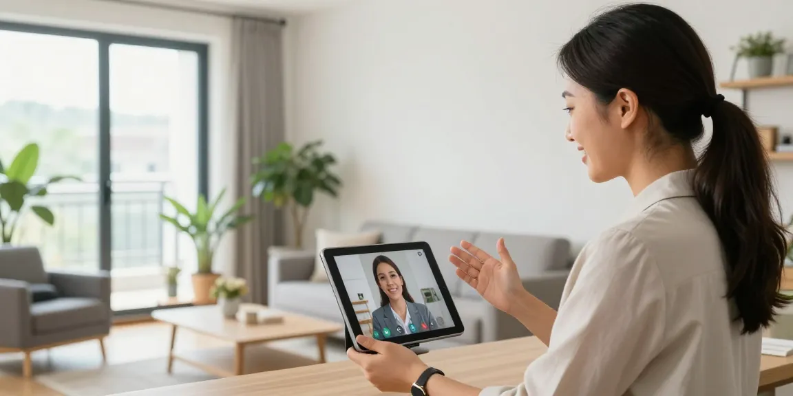 Property management companies Edmonton virtual tour showcasing professional manager engaging with prospective tenants in inviting apartment.