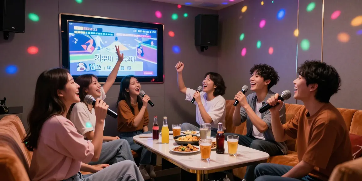 유앤미 가라오케에서 친구들과 함께 즐거운 시간을 보내는 장면