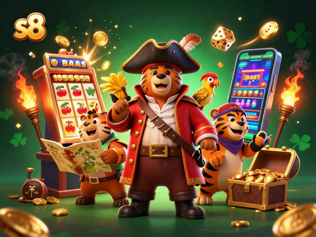Engage with thrilling s8 casino adventures featuring pirate bear, tiger, and treasure elements.