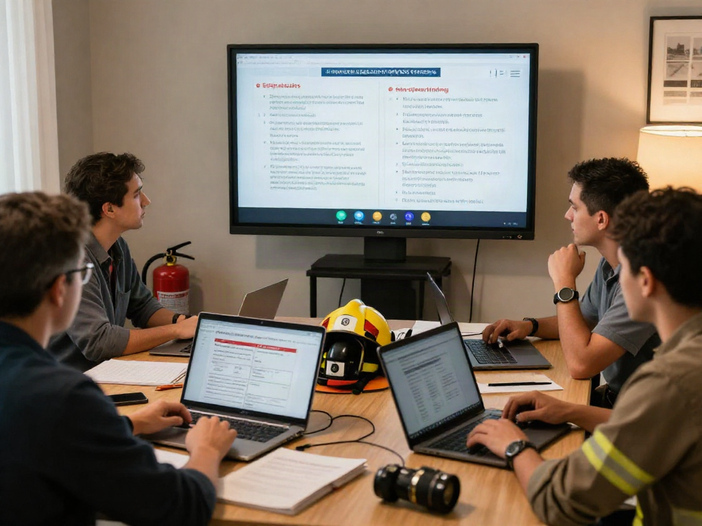 CFPS Certification Saudi Arabia training scene with professionals engaging in virtual fire safety course.