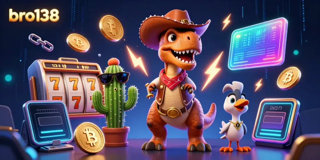 Engage with bro138 and spin to win as you explore vibrant 3D casino adventure illustrations.