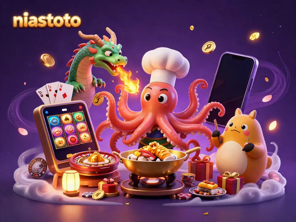 Experience interactive gaming with niastoto's vibrant 3D casino scene featuring dynamic characters and golden wins.