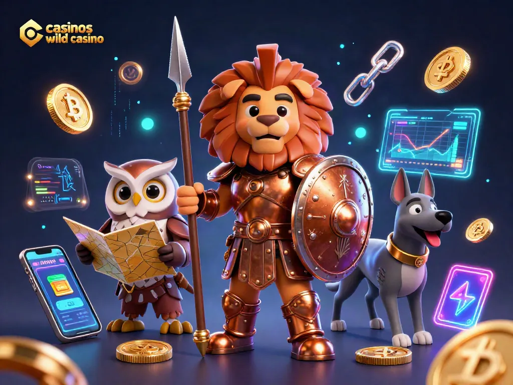 Experience action at casinos like wild casino with a 3D Spartan lion and crypto elements.
