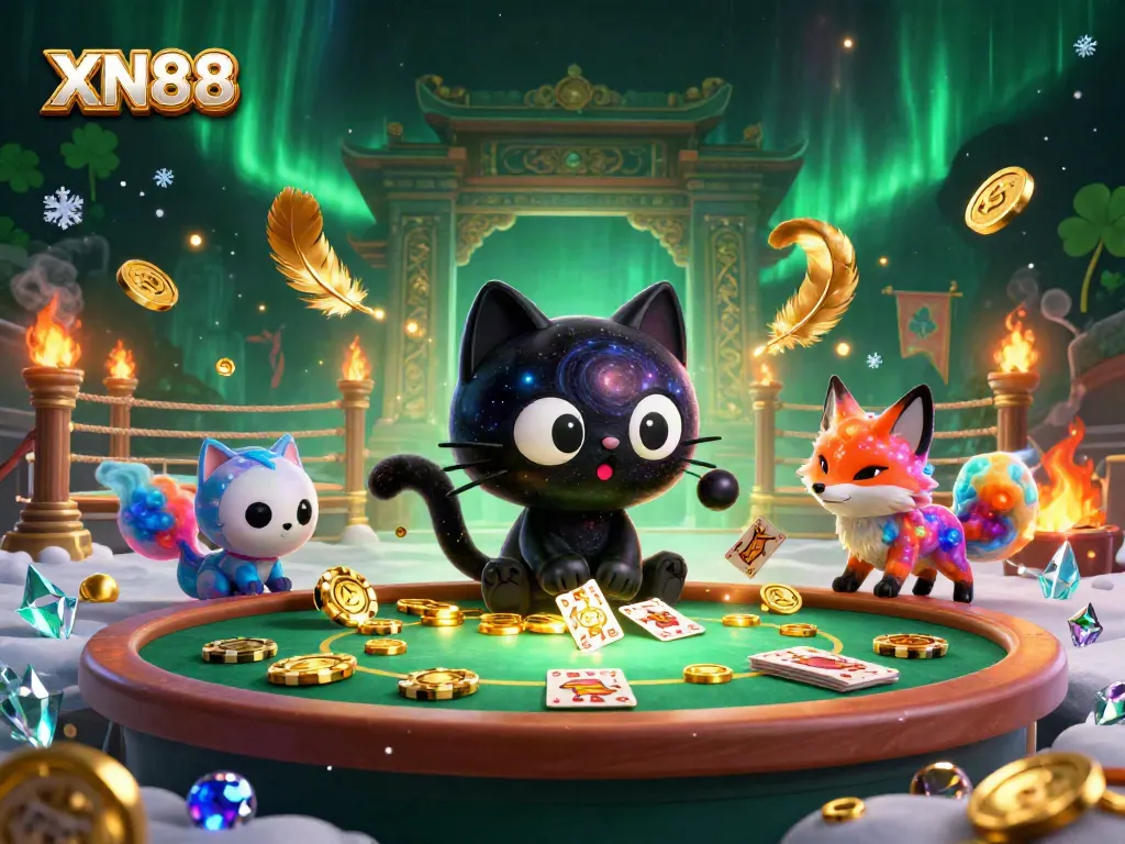 Experience cosmic gaming excitement with XN88's vibrant 3D characters and dynamic casino elements.