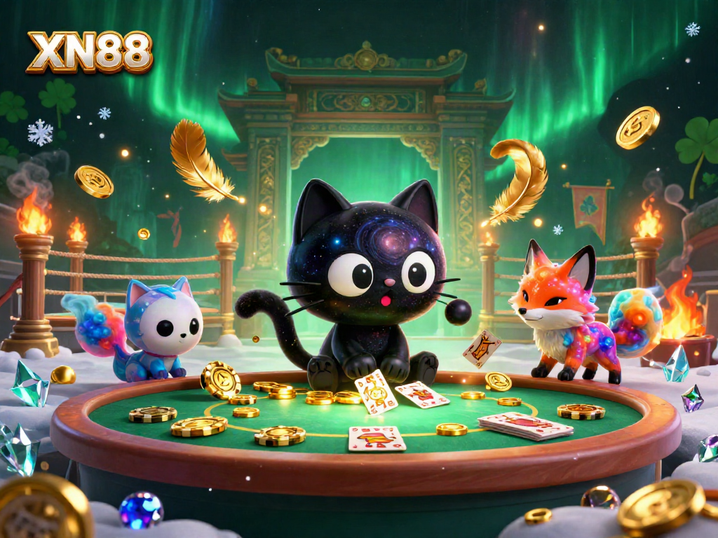 Experience cosmic gaming excitement with XN88's vibrant 3D characters and dynamic casino elements.
